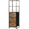 Image de Bibliothèque à 6 Niveaux-3 Etagères, 3 Tiroirs, 43 x 39 x 156 cm, Marron Rustique