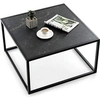 Image de Table Basse Carrée Moderne, Meubles de Salon d'Appoint avec Dessus de Table en Faux Marbre et Structure en Acier, Table de Chevet Basse, Noir