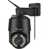 Image de 4K 8MP Caméra Surveillance Extérieure WiFi 2,4/5GHz, Détection Humain/Véhicule/Animal Suivi Auto, Rouge&Bleue Alarme Lumière Vision Nocturne Couleur