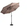 Image de parasol déporté Ø300cm avec LED marron en métal parasol inclinable