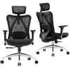 Image de M57 Fauteuil de Bureau Ergonomique pour Ordinateur avec appuie-tête réglable, Dossier et accoudoirs en Maille,Noir