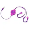 Image de : Ecouteurs intra-auriculaires rétractables Sport - Rose/violet
