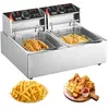 Image de Friteuse Electrique Commerciale 5000 W 2 Cuves Inox 24L Avec Double Panier Amovible