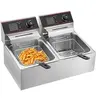 Image de Friteuse Electrique 12L Double Réservoir Acier Inoxydable Avec 2 Paniers à Friture