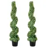 Image de Buis Artificiel 122cm Spirale Matériau PE 10 Feuilles Remplaçables Avec Pot