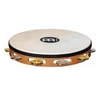 Image de TAH1MSNT - Tambourin bois avec peau 1 rangée de cymbalettes - Super natural