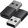 Image de Pack de 2 Adaptateurs USB-A vers USB-C USB 3.0 10 Gbps en Aluminium Compact Noir / Argent
