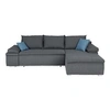 Image de CELINA Canapé d'angle réversible convertible 3 places + Coffre de rangement - Tissu gris - L 274 x P 184 cm
