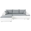 Image de Canapé d'angle réversible convertible 3 places+ Coffre - Simili blanc et tissu gris - CELINA - L 274 x P 184 cm - Fabriqué en Ukraine
