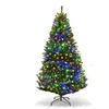 Image de Sapin de Noël 180cm avec 11 Modes Lumières et Pied en Métal, Matériau PVC