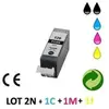Image de Lot 5 cartouches jet d'encre compatibles IP3600/IP4600/MP540/MP620 - PGI 520 AVEC PUCE POUR CANON PIXMA MP620 : 2 BLACK + 1 CYAN + 1 MAGENTA + 1