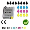 Image de Lot 20 cartouches jet d'encre compatibles LC970/LC1000 universal POUR BROTHER DCP 135C : 8 BLACK + 4 CYAN + 4 MAGENTA + 4 YELLOW
