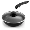 Image de - AROM - 1 sauteuse 24 cm avec couvercle et poignée amovible