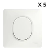 Image de - Lot 5 interrupteurs va-et-vient brochables + plaque - Blanc - Ovalis - Schneider