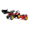 Image de Tractopelle a pedales Supercharger rouge avec capot ouvrant et remorque