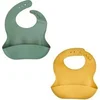 Image de 2 bavoirs silicone - Vert Cactus et Jaune Miel - Etanches et réglables