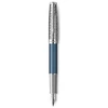 Image de PARKER Sonnet Premium, Stylo plume, Métal & Laque Bleu, Plume fine 18k, encre noire, Coffret cadeau