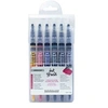 Image de 6 pinceaux encre aquarellable - Couleurs irisées - Ink brush