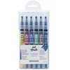 Image de 6 pinceaux encre aquarellable - Couleurs basiques - Ink brush -