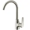 Image de Robinet mitigeur inox brosse pour evier de cuisine bec haut col de cygne