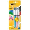 Image de Lot de 3 stylos bille - 4 couleurs - - Corps brillant - Rose - Bleu - Argent