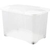 Image de EDA PLASTIQUE Boite de rangement ClipBox 60 L avec roulette - Naturel couvercle avec charniere - 60 x 40 x 40,7 cm