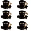 Image de Coffret de 6 tasses à café avec sous tasses Libra - - Noir - Porcelaine
