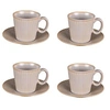 Image de Coffret de 4 tasses à café avec sous tasses Liv - - Gris - Porcelaine