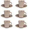 Image de Coffret de 6 tasses à café avec sous tasses Liv - - Gris - Porcelaine