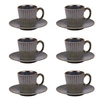 Image de Coffret de 6 tasses à café avec sous tasses Liv bleu 9 cl - - Bleu - Porcelaine