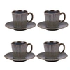 Image de Coffret de 4 tasses à café avec sous tasses Liv bleu 22 cl - - Bleu - Porcelaine