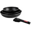 Image de Sitram 712379, Lot de 3 Poêles Agile diam. 20, 24 et 28 cm en aluminium revêtement noir anti-adhérent sans PFOA - manche amovible clipsable - tous feux dont induction en occasion ou reconditionné