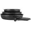 Image de Sitram - 712757 Lot de 3 poêles Sitramovible en aluminium pressé Ø20/24/28cm, revêtement anti-adhérent, poignée amovible - Tous feux dont induction, Noir,argent en occasion ou reconditionné