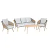 Image de Ensembles canapes. fauteuils et tables de jardin bois bois 4 pieces 95.0 x 56 x 95 5 personnes