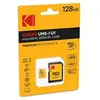Image de Kodak carte microSD avec adaptateur 128Gb. class 10 UHS1 Video class 10 (V10). Up to 25MB/s write speed / 85MB/s read speed.