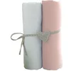 Image de Lot de 2 draps-housses Blanc et Rose 60 x 120 cm
