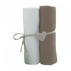 Image de Lot de 2 draps housse blanc / taupe 60 x 120 cm -