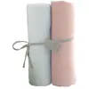 Image de Lot de 2 draps-housses Blanc et Rose 70 x 140 cm