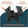 Image de Poussette double jumeaux - Combiné Poussette Double + Siege Auto I-size - 4 roues - Noir