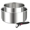 Image de TEFAL Ingenio Lot de 3 pièces, Casseroles 16/20 cm + poignée amovible, Empilable, Acier inoxydable, Induction, Polyvalence, Gain de place, Preference L9739302, Argenté en occasion ou reconditionné