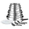 Image de Ingenio Emotion On Batterie De Cuisine 13 P, Induction, Acier Inoxydable, Revetement Antiadhésif, Poeles, Casseroles L897Ds04