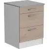 Image de OSLO Meuble Bas 3 tiroirs + plan - Décor Chêne Jackson - L 60 x P 60 x H 86 cm