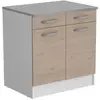 Image de OSLO Meuble Bas 2 portes 2 tiroirs + plan - Décor Chêne Jackson - L 80 x P 60 x H 86 cm