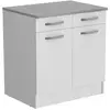 Image de OSLO Meuble Bas 2 portes + 2 tiroirs + plan - Blanc - L 80 x P 60 x H 86 cm