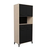Image de Buffet de cuisine FACTORY - Décor chêne et noir - 2 portes + 1 tiroir - Modulable - L 80 x P 43,3 x H 185 cm