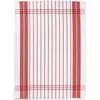 Image de Maison Vivaraise Torchon rectangulaire en coton écru à rayures rouge tomette - RAYA 50 x 70 cm