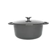 Image de Baumalu - Cocotte Ronde Cocoon - Ø 24 cm - fonte - gris majolique | Fonte émaillée intérieur et extérieur pour des préparations mijotées en occasion ou reconditionné
