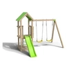 Image de Aire de jeux EASY XPERIENCE, Plateforme 0,90m, bac a sable, toboggan 1,73m + extension portique 1,90m,2 balancoires