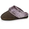 Image de Isotoner - Chaussons mules en cuir Femme Kaki