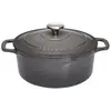 Image de Cocotte ronde 24 cm gris caviar interieur noir - Chasseur - Gris - Fonte émaillée